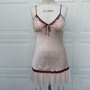 Elegant Pink and Brown Embroidered Nightgown